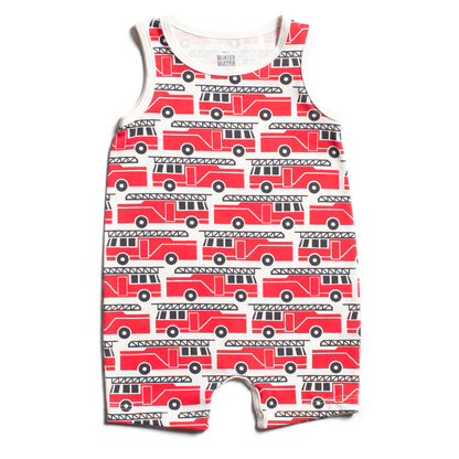 Tank Top Romper - Firetrucks Red
