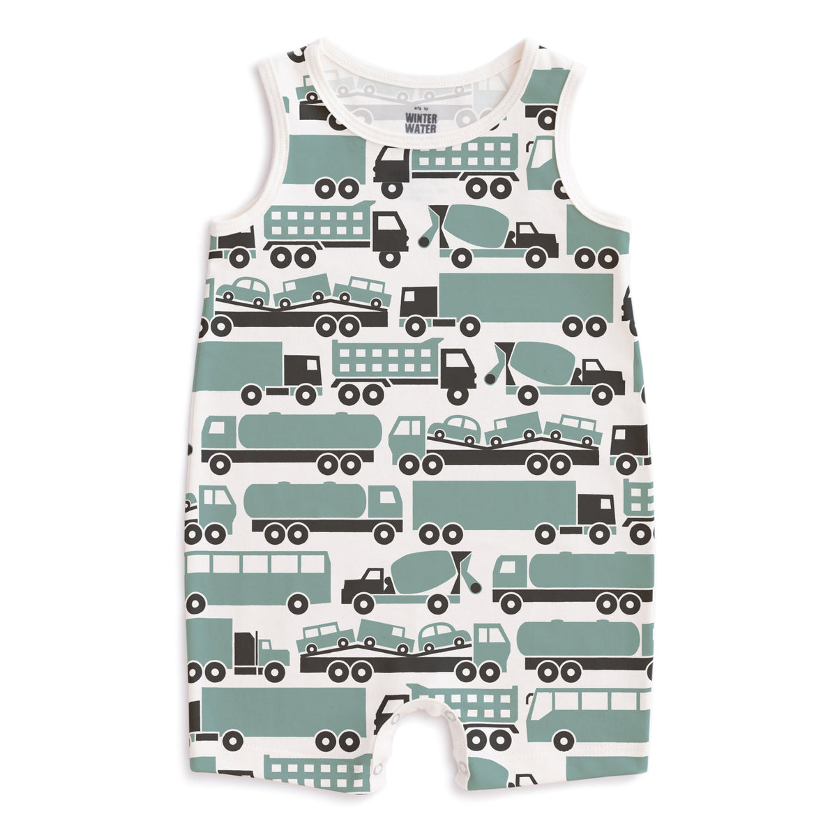 Tank Top Romper - Big Rigs Surf Blue
