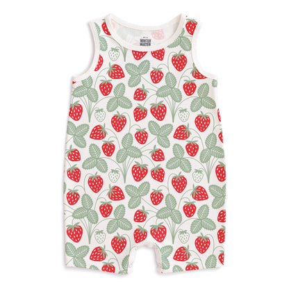 Tank Top Romper - Strawberries Red & Green